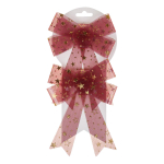 Бант на ёлку "Звёздный день" 14*18 см (набор 2 шт), Красный (Серпантин)