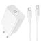 Adapter СЗУ (Сетевое зарядное устройство) BOROFONE BA107A с кабелем Type-C - Type-C, 30W, 1 USB Type C, PD30W, QC3.0, длина 1 метр, цвет белый