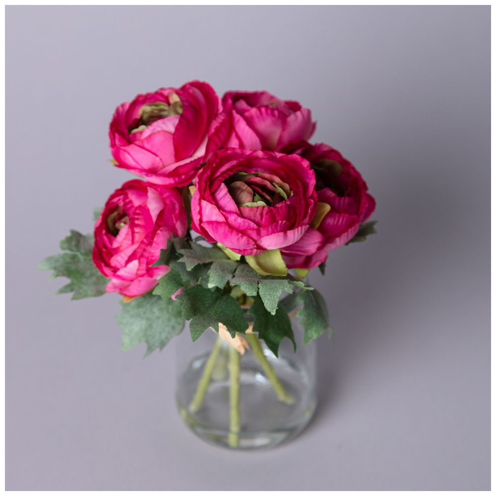 БУКЕТ ИСКУССТВЕННЫХ ЦВЕТОВ В КРУГЛОЙ ВАЗЕ ВЫСОТА= 16СМ (МАЛ=8ШТ./КОР=64ШТ.)