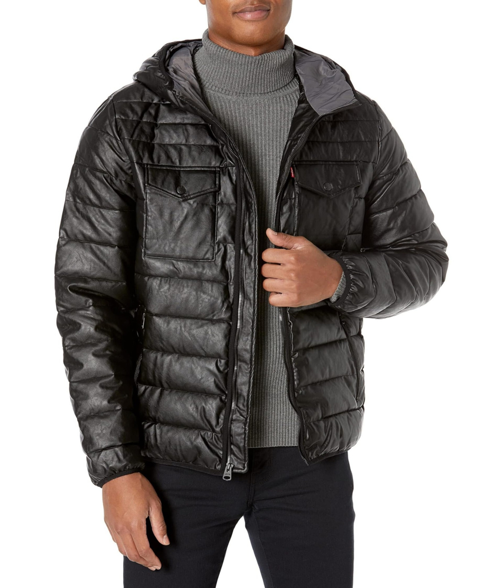 Куртка утепленная мужская LEVI'S QUILTED FAUX LEATHER TWO POCKET HOODY