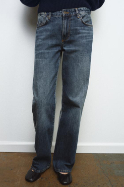 ZARA ДЖИНСЫ ПРЯМОГО КРОЯ СО СРЕДНЕЙ ПОСАДКОЙ — ZW COLLECTION, СИНИЙ