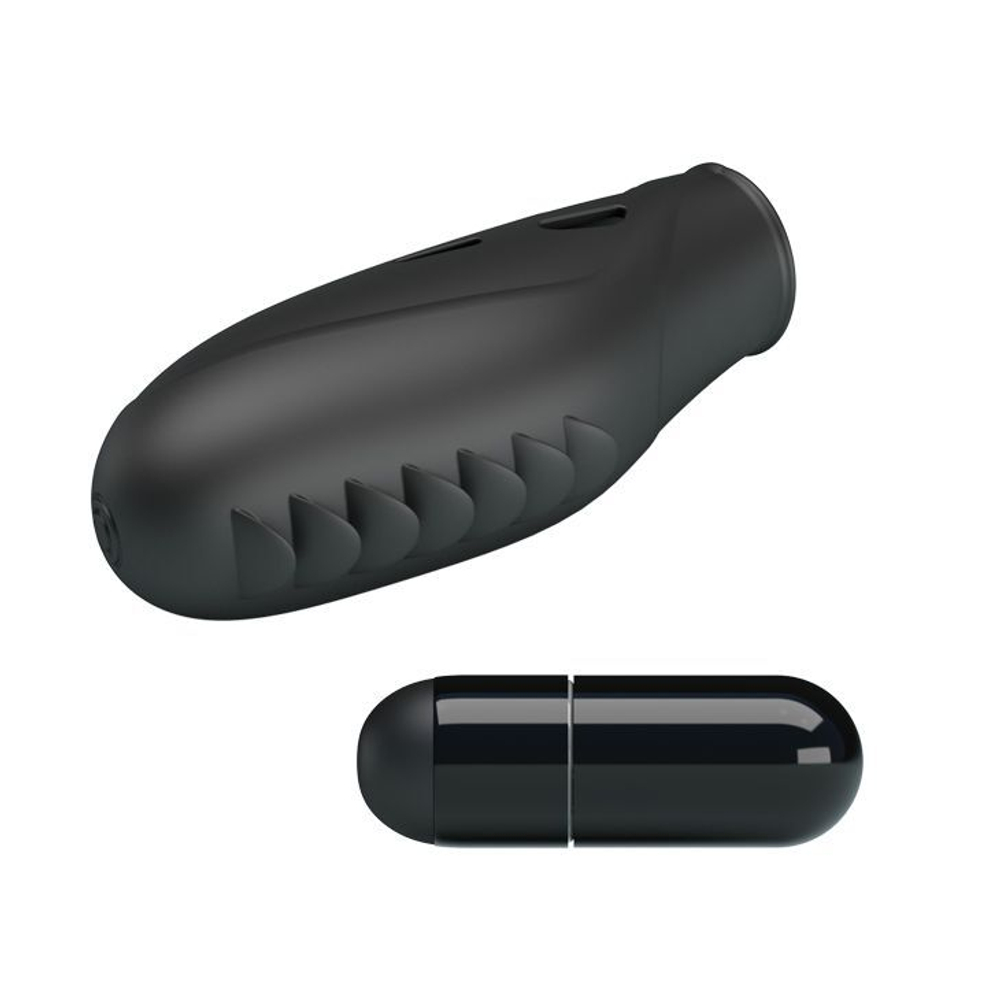 Черная вибронасадка на палец с мини-язычками Gilo (Цвет: черный)