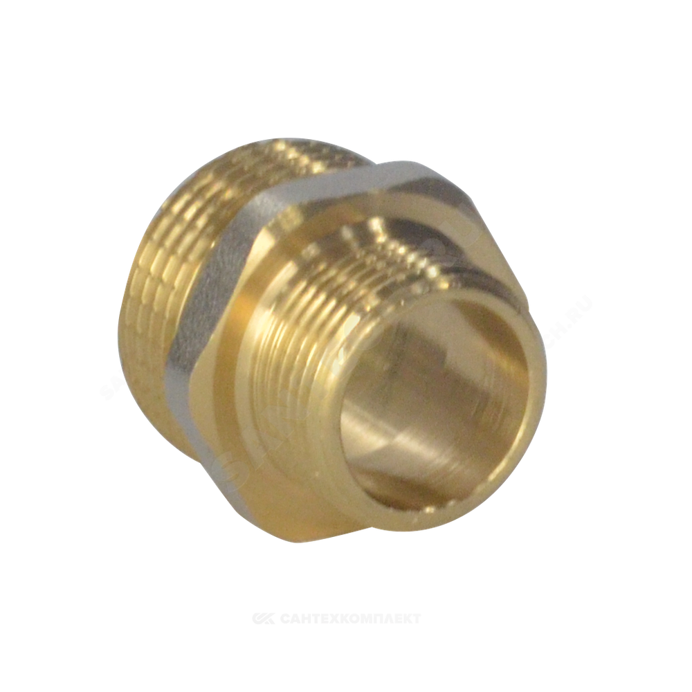 Ниппель латунь никель переходной Ду 40х32 (1 1/2"х1 1/4") НР 9023 ГОСТ 32585-2013 Aquasfera 9023-11