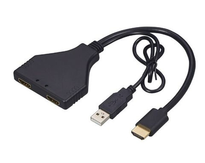 HDMI разветвитель на 2 гнезда + доп. питание (штекер-гнездо)
