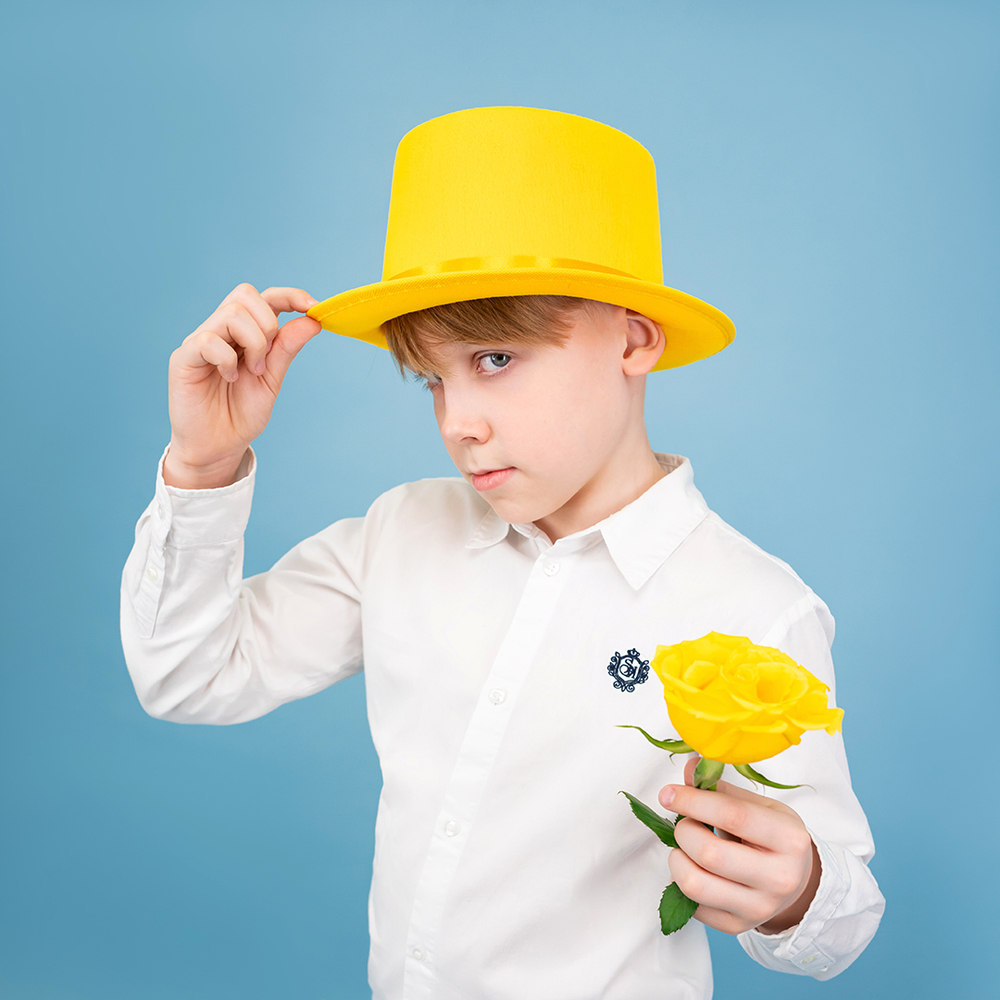 Шляпа, Цилиндр, фетр, Желтый, 56-58 разм.