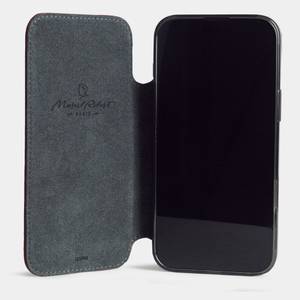 Чехол-книжка кожаная для iPhone 17 Pro, теленок вишневого цвета