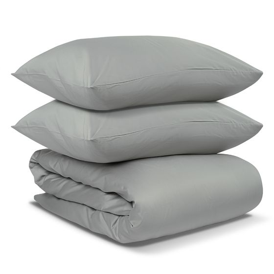Комплект постельного белья полутораспальный из сатина светло-серого цвета Essential