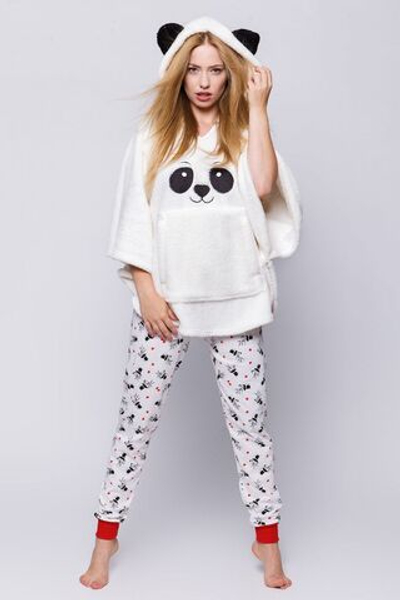 Пелерина Panda с капюшоном (Размер: S-M-L) (Цвет: белый с черным)