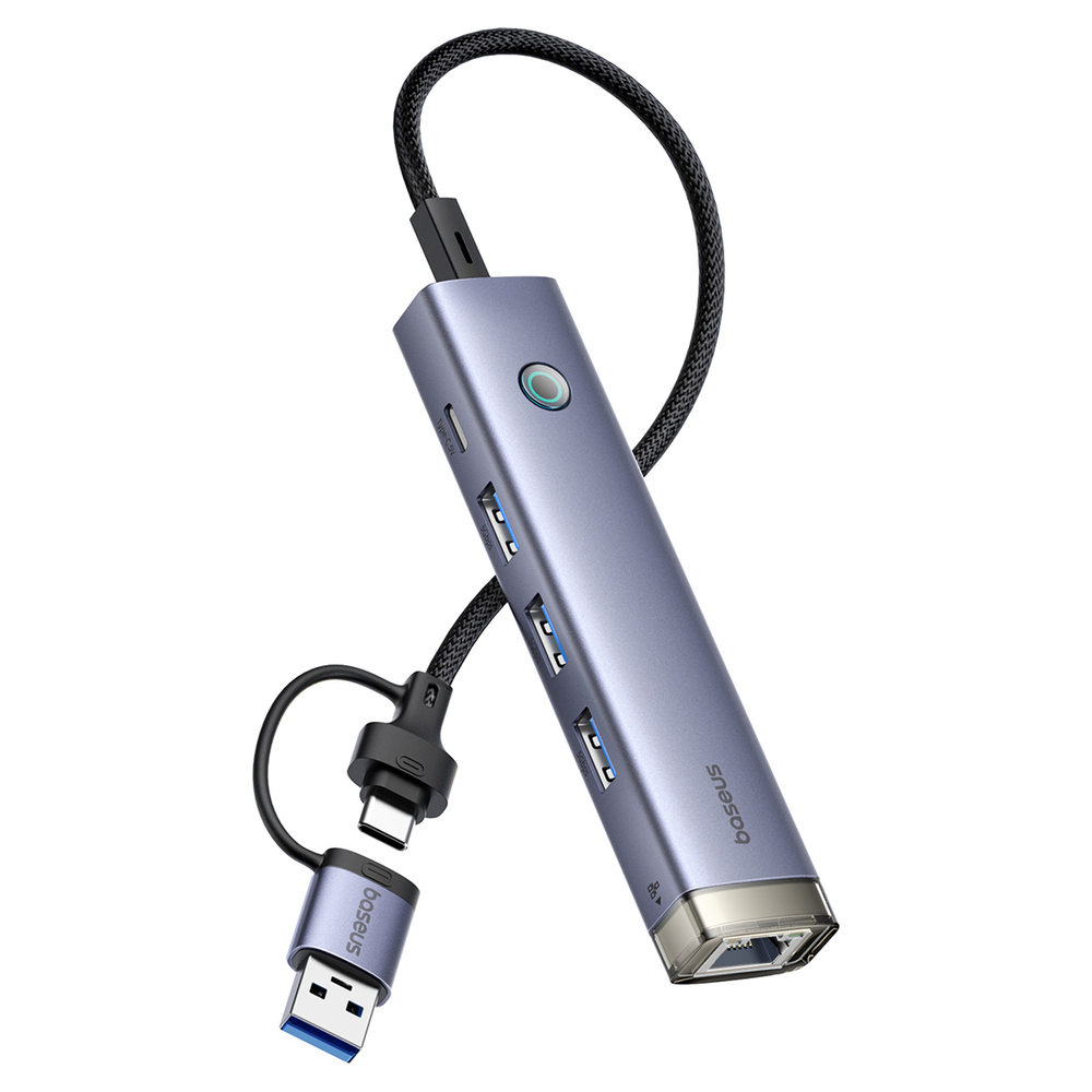 USB-C/USB-A Хаб Baseus UltraJoy 4-Port AIR (3xUSB3.0 + RJ45 + USB-C5V)