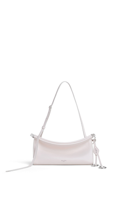 ALAÏA МАЛЕНЬКАЯ СУМКА LE CLICK EAST WEST ИЗ НАТУРАЛЬНОЙ КОЖИ, РОЗОВЫЙ КВАРЦ