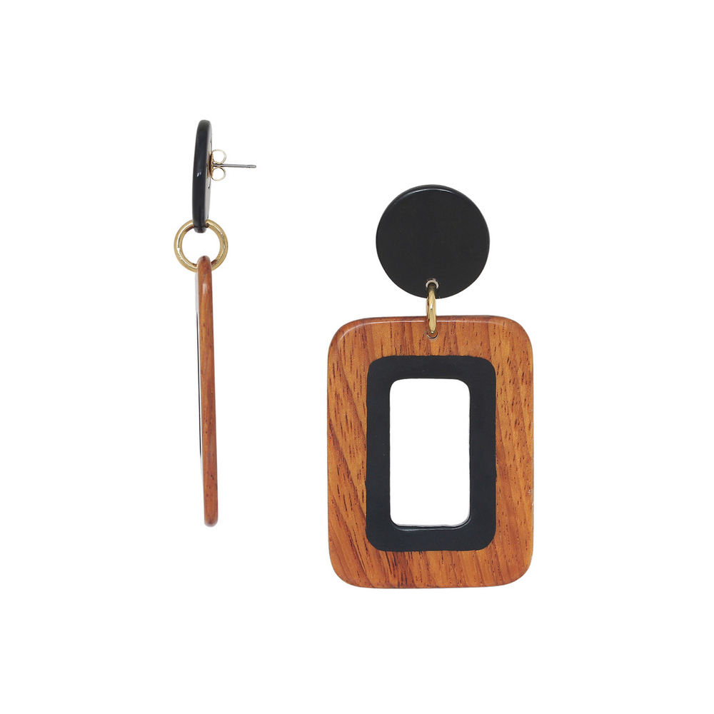 Серьги Nature Bijoux, Cannelle, с рогом и деревом байонг, NB26.1-12-90616 (коричневый)