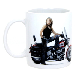 Кружка Harley Davidson ( девушка на мото / лого на белом фоне )