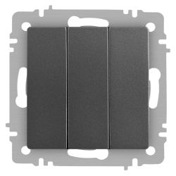 Выключатель Intro Accent 6-106-07 тройной, 10А-250В, IP20, СУ, AL/CU, графит