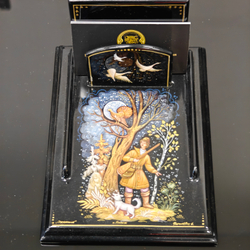 Подставка для блока для записей ручной росписью Палех "Охотник"