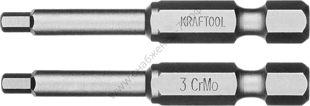 KRAFTOOL X-Drive HEX 3, 50 мм, 2 шт, Торсионные биты (26127-3-50-2)