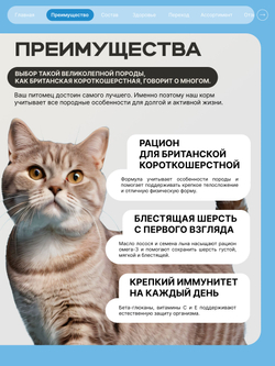Корм сухой для взрослых кошек породы Британская короткошерстная, с лососем, 5 кг, QUATTRO