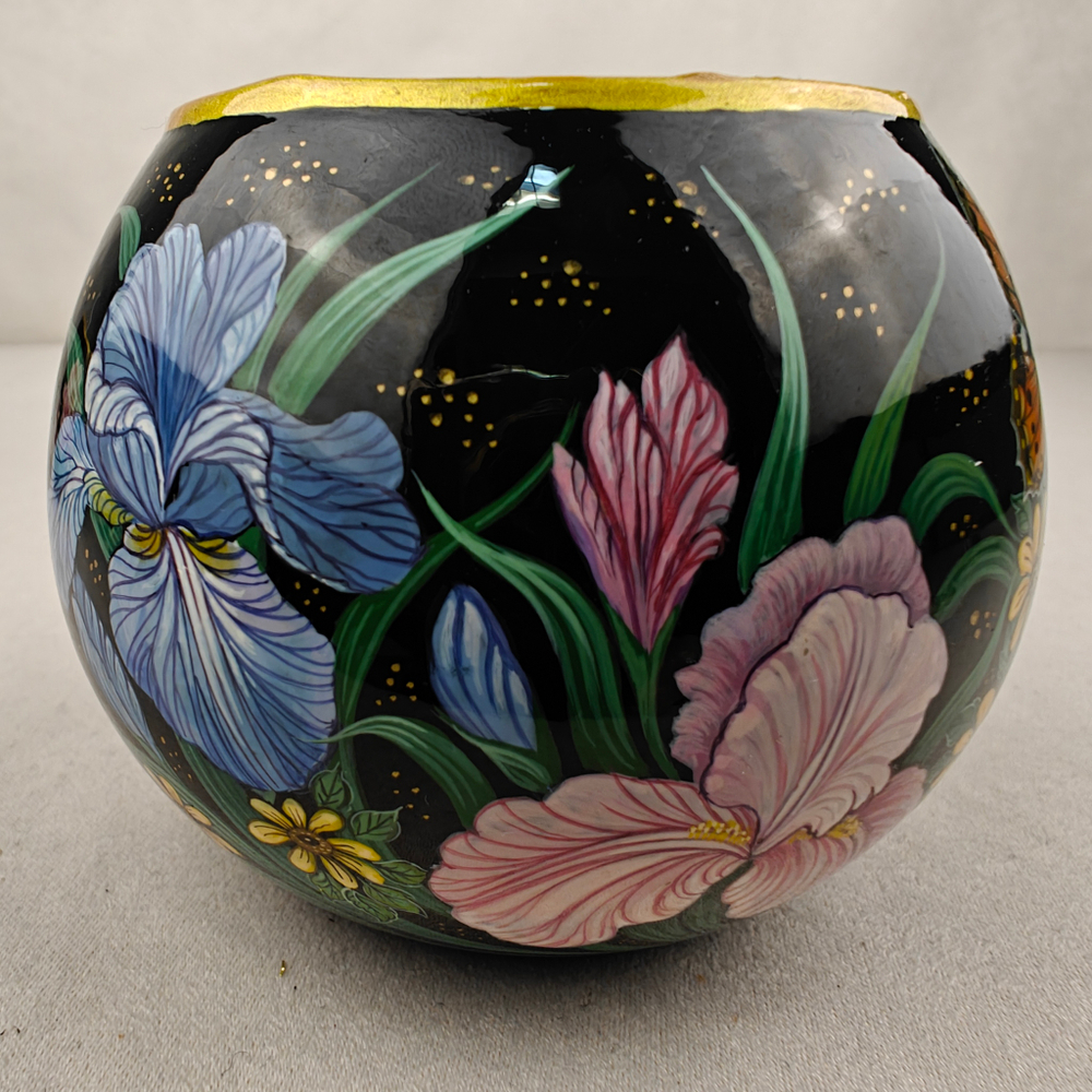 Вазочка с ручной росписью Палех "Ирисы"
