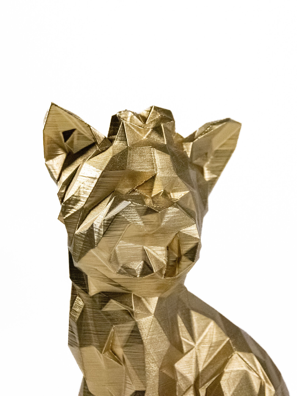 Статуэтка собаки породы Йорк (York dog) полигональная 210мм, 3D печать, золотой