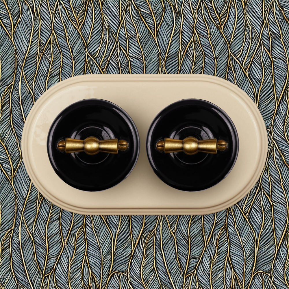 Рамка 2-х постовая, керамика, цвет песочное золото BF2-620-04