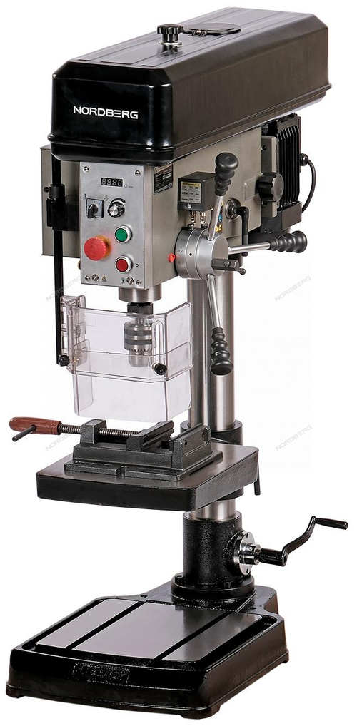 Станок сверлильный профессиональный (1100 Вт, 25 мм, вариатор скорости, нарезание резьбы, тиски) NORDBERG