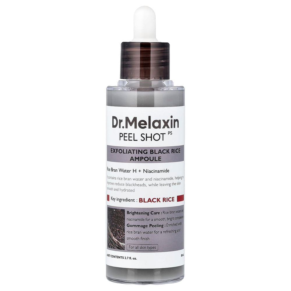 Dr.Melaxin, Peel Shot, отшелушивающая ампула с черным рисом, для всех типов кожи, 80 мл (2,7 жидк. унции)