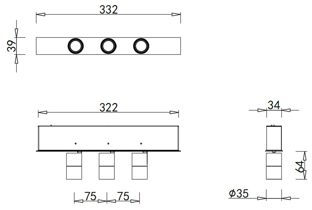 Светодиодный светильник для магнитного шинопровода,  3x4Вт