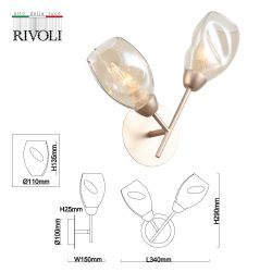 Бра светильник Rivoli Carrie 3124-402 2 х Е14 40 Вт модерн | Модерн
