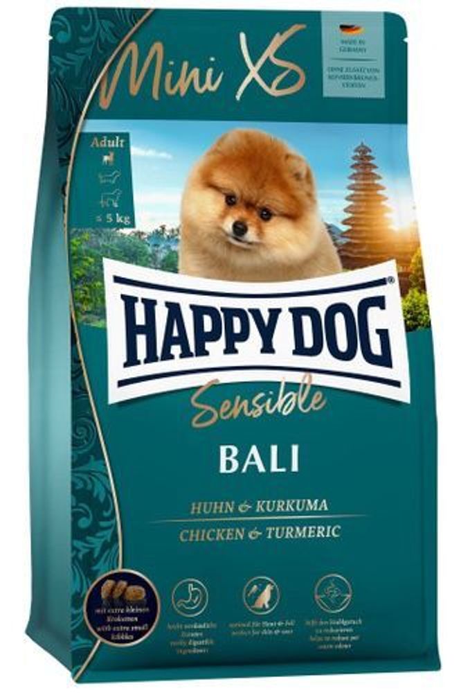 Сухой корм Happy Dog Sensible Mini XS Bali Бали для собак мини пород до 5 кг с чувствительным пищеварением курица и куркума 1,3 кг