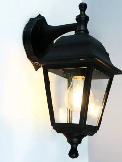 Фасадный настенный уличный светильник под лампу Е27, IP65, классическая форма, корпус пластик + стекло, цвет белый, Напрямую у производителя