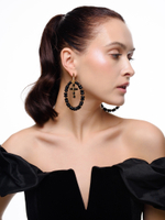 Серьги "Black night" из черного агата Gold