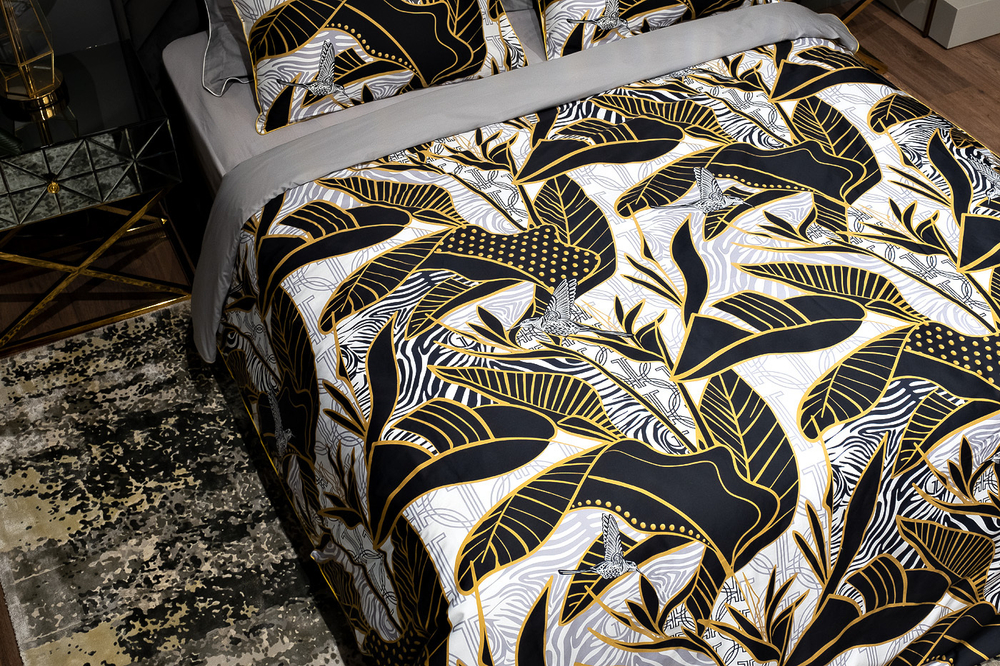 Пододеяльник 150x215 Garda Decor Тропики золотой/серый