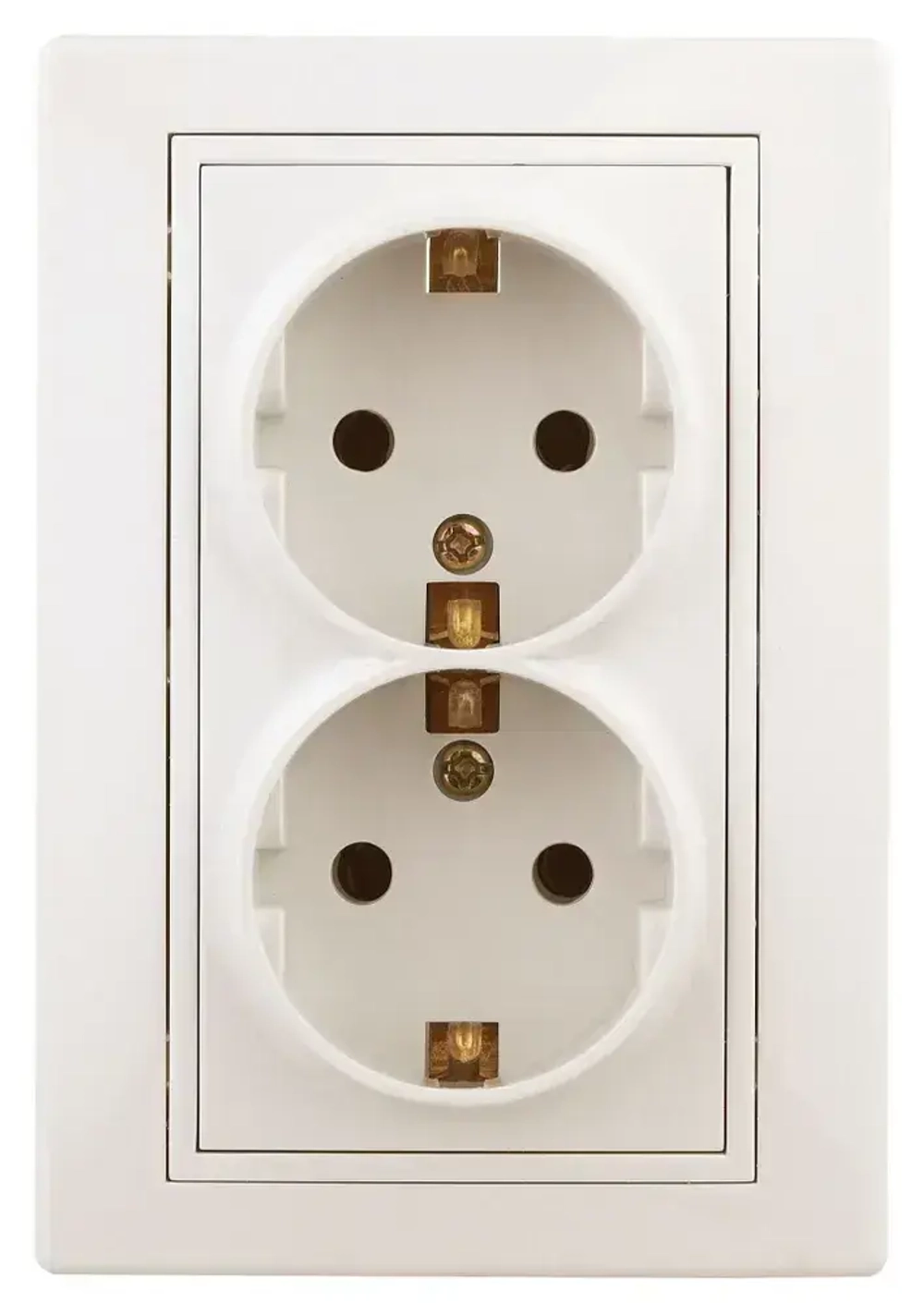 Розетка Intro Plano 1-205-02 с заземлением двойная 2X2P+E Schuko 16А-250В IP20 скрытой установки слоновая кость