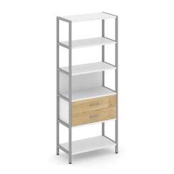 Shelf System Односекционный стеллаж пятиярусный с ящиками SN.STM-512 Белый/Тиквуд Светлый/Металл Сер