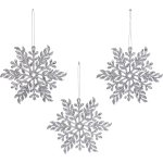 Подвеска «Волшебная снежинка» 11,5 см (набор 3 шт), Серебро