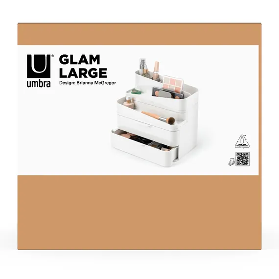 Органайзер-косметичка glam, 27х25 см, белый/серый