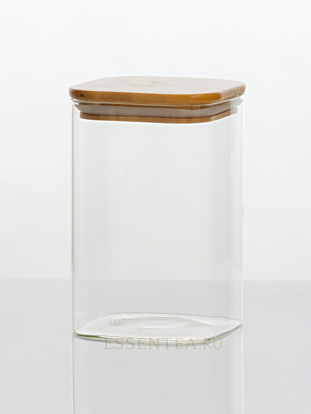 Банка стеклянная "Бриндл" с бамбуковой крышкой 800 мл