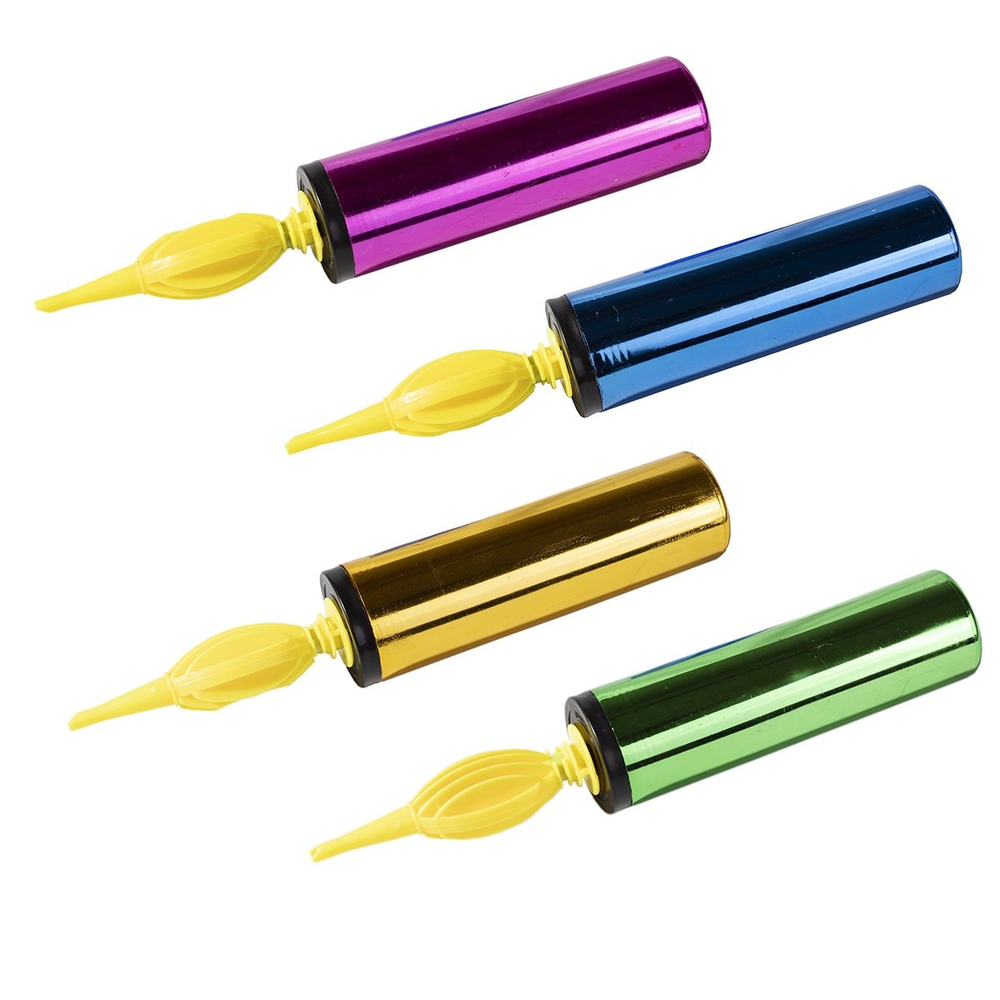 Насос для воздушных шаров Alingar, ручной, двухходовый, 28 см, ассорти, "Металлик микс"(роз,золот,син,зелен)