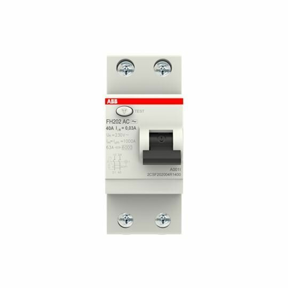 Выключатель дифференциальный УЗО ABB 2P FH202 AC-40/0,03A (1шт) (арт. 2CSF202004R1400)