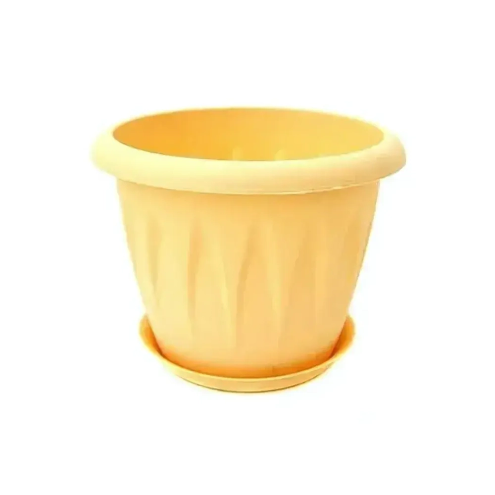 Кашпо АЛИЦИЯ D120мм 0,6л с поддоном Белая Глина 0,1,12х0,12м