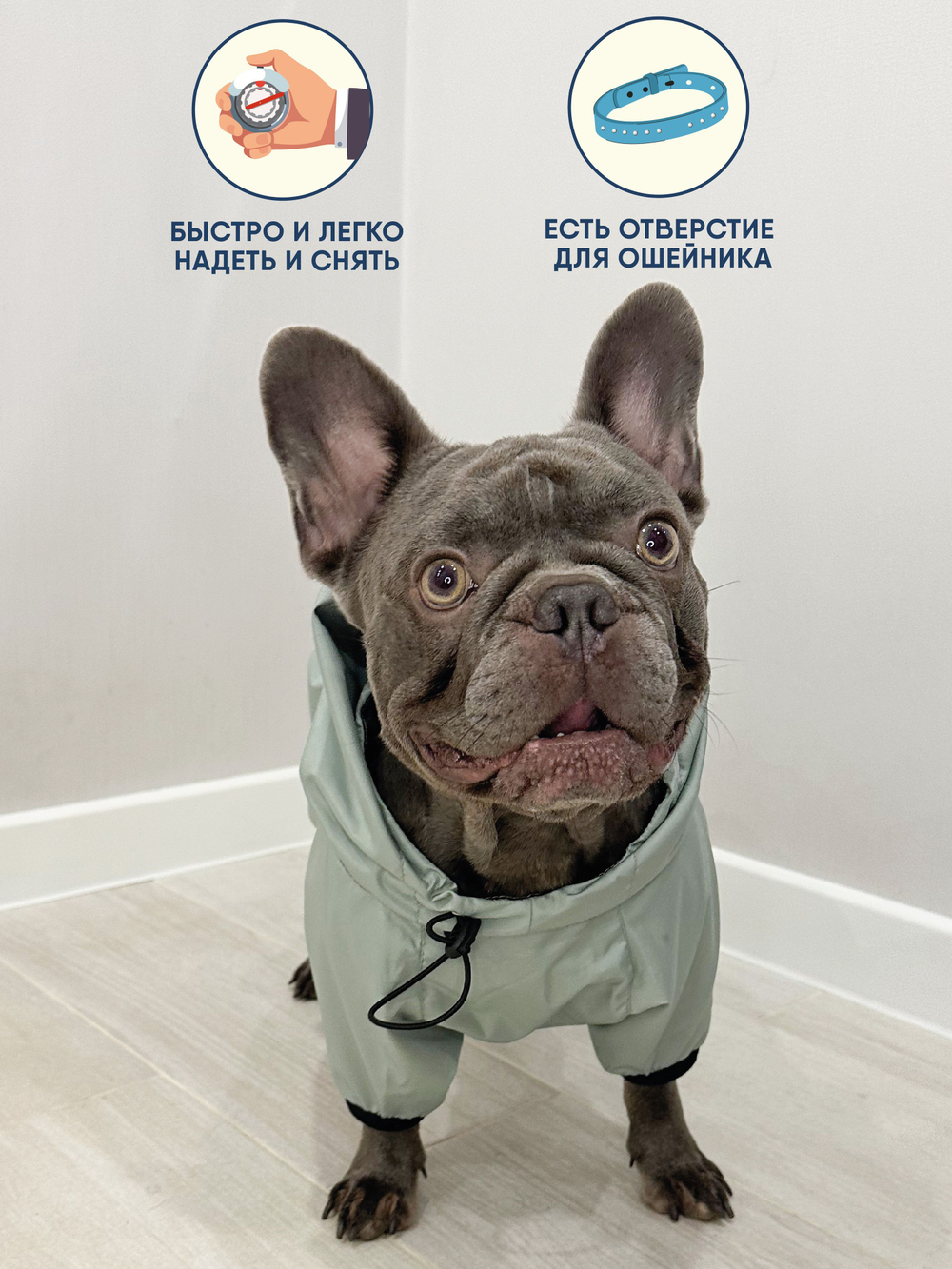 Универсальная куртка дождевик для собак Монморанси, цвет олива, размер L