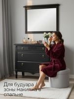 Зеркало настенное 100х70, Джоли, в ванную, прихожую, деревянная рама, массив березы, черный