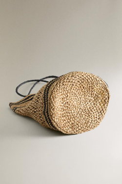 ZARA HOME БОЛЬШАЯ БУМАЖНАЯ СУМКА-ШОПЕР, ДВУХЦВЕТНЫЙ