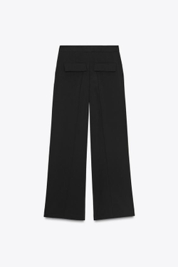 ZARA БРЮКИ С ШИРОКИМИ ШТАНИНАМИ И ЦЕПЬЮ, ЧЕРНЫЙ