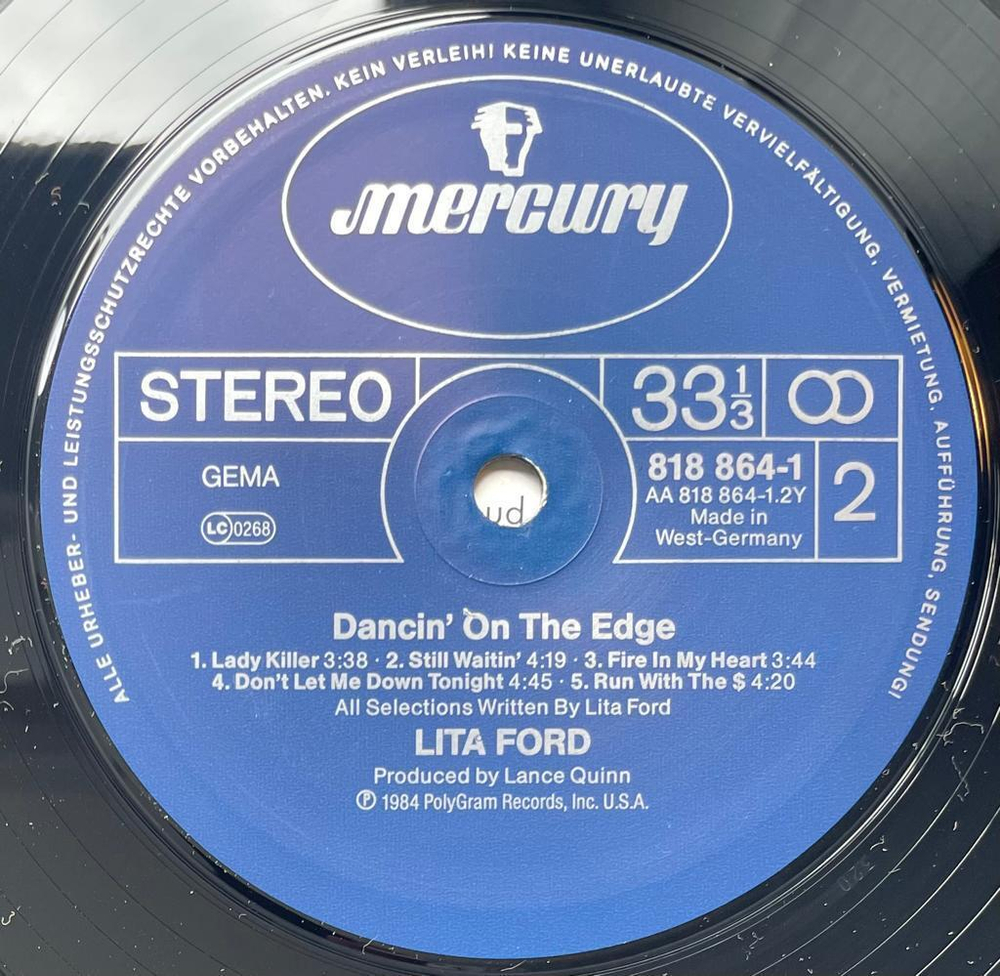 Lita Ford - Dancin' On The Edge (Германия 1984г.)