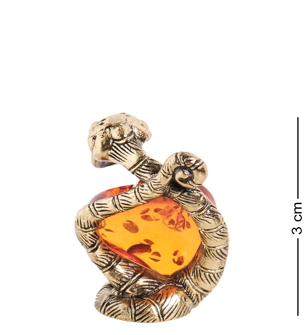 Народные промыслы AM- 306 Фигурка «Змея с сердцем» (латунь, янтарь)