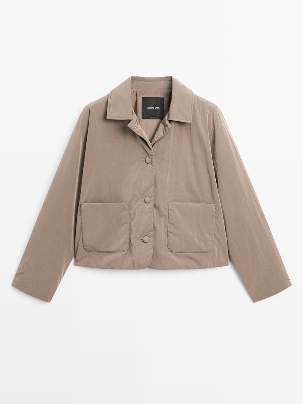 Massimo Dutti Укороченная стеганая куртка с обтяжными пуговицами, кротово-коричневый