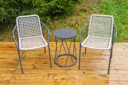 "Тунис" стул плетеный из роупа, каркас алюминий темно-серый (RAL7024), роуп светло-серый