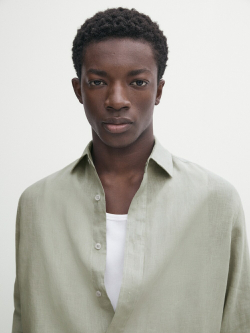 Massimo Dutti Рубашка классического кроя из 100% льна, светло-зеленый