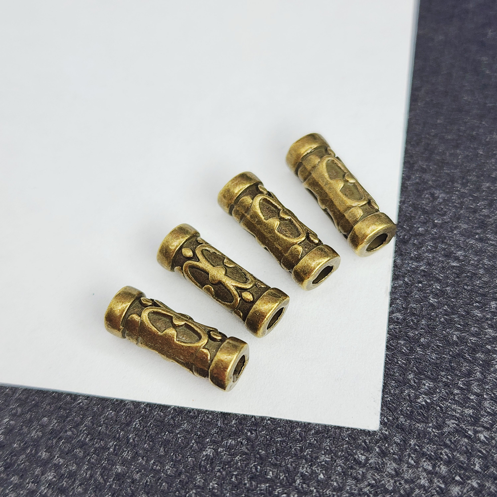 Разделитель для бусин, 12мм, трубочка с рисунком, античная бронза