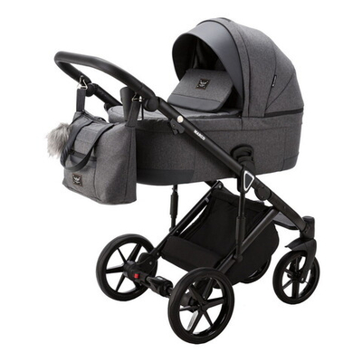 Детская коляска Adamex Marco 3 в 1 GA03 (ГРАФИТ ТК.+ Т.СЕР. КОЖ. ОТДЕЛКА)